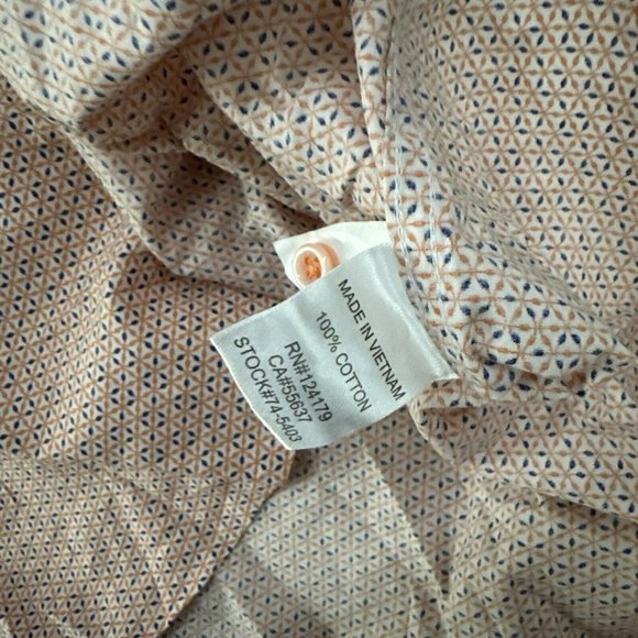 Johnston & Murphy mens L orange geo pattern button down shirt long sleeve - Picture 8 of 10